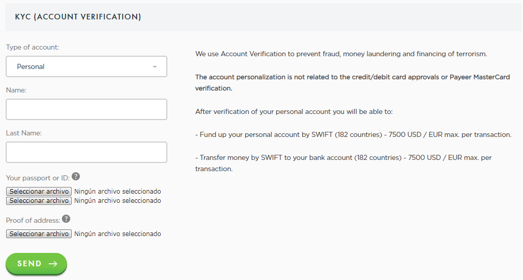 Verificacion de Cuenta Payeer